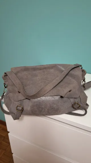 Borsa vera pelle made in Italy grigia