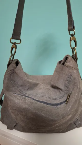 Borsa vera pelle made in Italy grigia