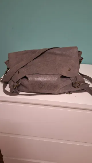 Borsa vera pelle made in Italy grigia