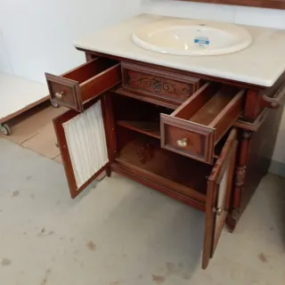 Mueble de baño madera espejo lavabo