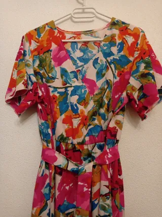 Vestido largo floral multicolor