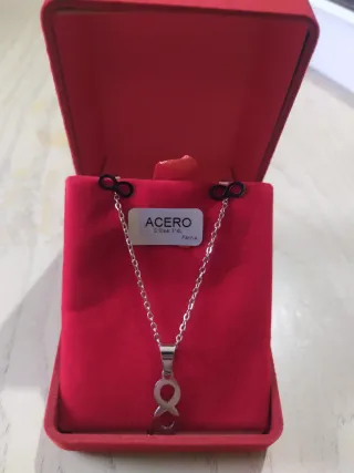 Conjunto collar y pendientes acero del infinito