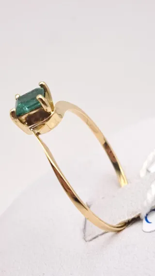 Anillo Oro 18k Esmeralda Talla Cuadrada