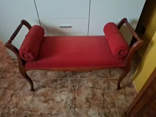 Banquito Vintage Terciopelo y Madera