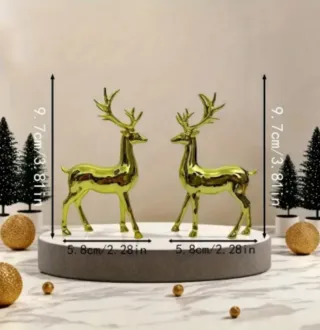 Pareja de Renos Dorados Navideños