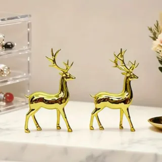 Pareja de Renos Dorados Navideños