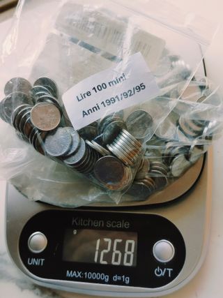 Oltre 1,2 kg Monete Lire 50 e 100 Mini LEGGI