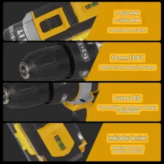 Taladro Atornillador Inalámbrico (2 Baterías)