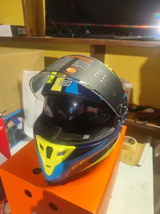 Casco Moto Integral ORIGINE Azul/Amarillo