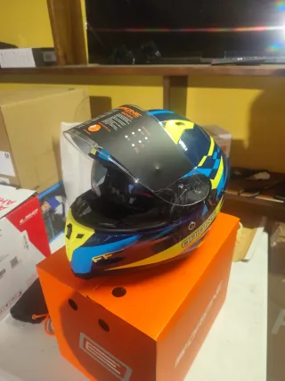 Casco Moto Integral ORIGINE Azul/Amarillo