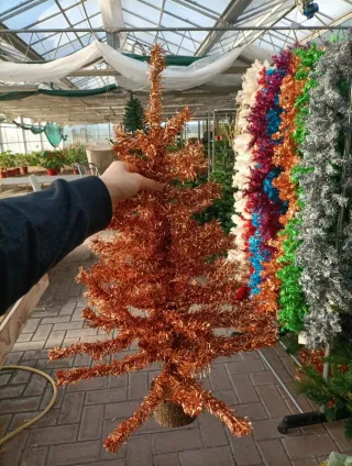 Mini Albero Natale Oro 65cm Base Legno