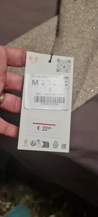 Bufanda Zara Beige con Brillantes