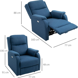 Poltrona Relax Elettrica con Poggiapiedi e Presa U