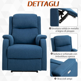 Poltrona Relax Elettrica con Poggiapiedi e Presa U