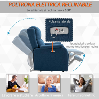 Poltrona Relax Elettrica con Poggiapiedi e Presa U
