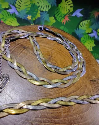 Conjunto Acero Collar y Pulsera Trenzados