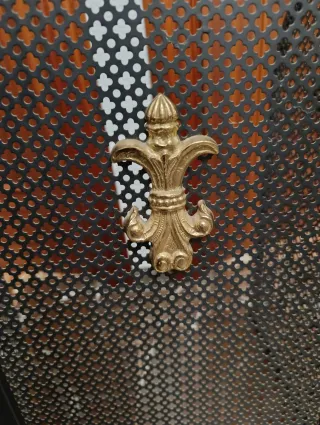 Salva chispas chimenea metal negro dorado