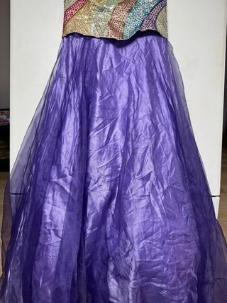 Vestido Morado Lentejuelas Tul