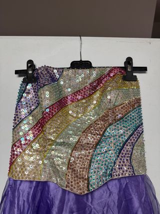 Vestido Morado Lentejuelas Tul