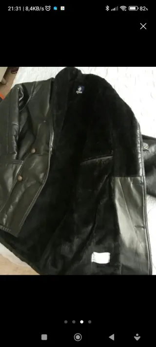 Chaquetón de piel hombre negro