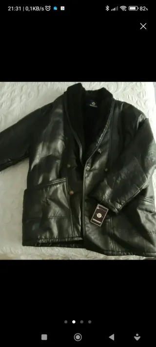 Chaquetón de piel hombre negro