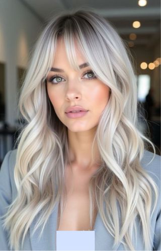 Impactante peluca platino ondulada