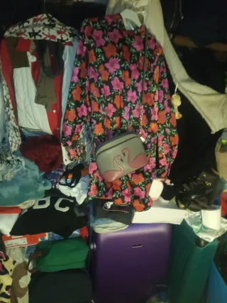 Vestido floral negro rosa talla XS/S + regalo