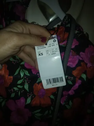 Vestido floral negro rosa talla XS/S + regalo