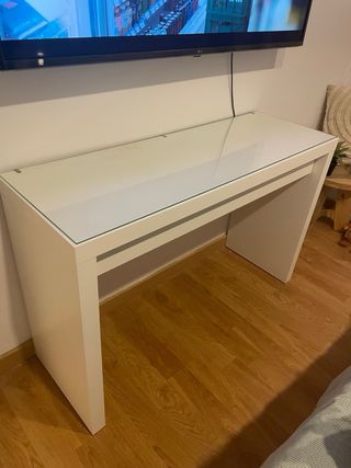 Tocador IKEA MALM blanco con cristal