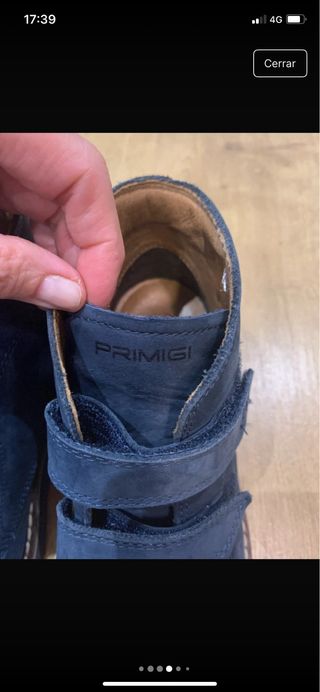 Botines de piel azul talla 37 para niño. sin uso.