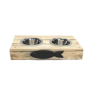 Cama y comedero madera hecho a mano