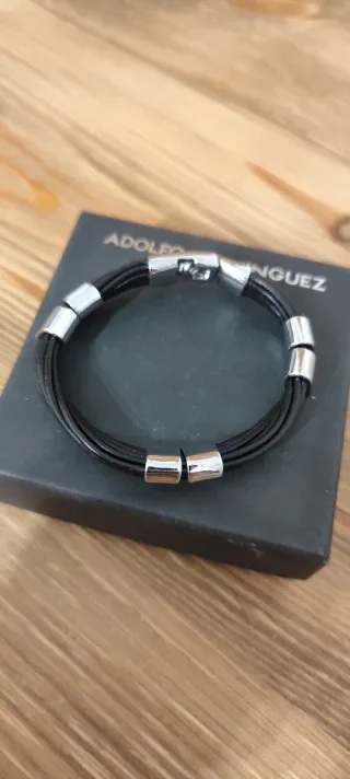 Pulsera Adolfo Dominguez Cuero y Plata