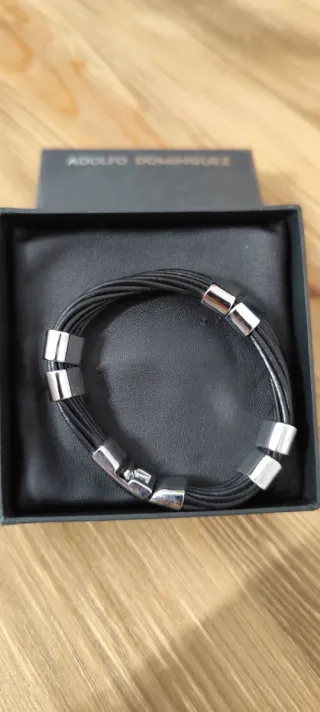 Pulsera Adolfo Dominguez Cuero y Plata