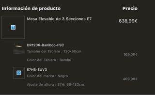 Escritorio Elevable Bambú y Metal