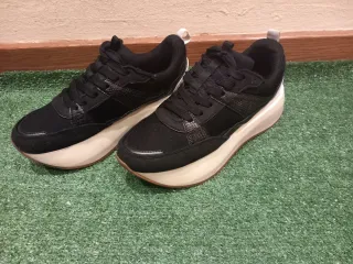 Zapatillas Zara Plataforma Mujer Negras