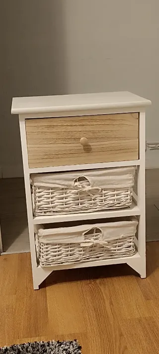 Mesita auxiliar 2 cestas y 1 cajón