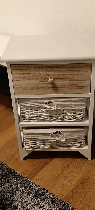 Mesita auxiliar 2 cestas y 1 cajón