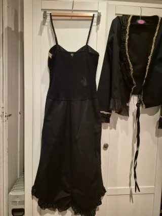 Vestido y Chaqueta Estilo Bohemio Negro y Beige