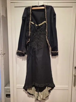 Vestido y Chaqueta Estilo Bohemio Negro y Beige