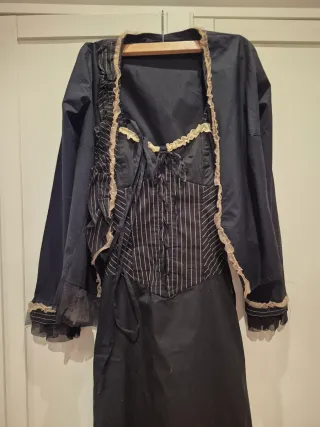 Vestido y Chaqueta Estilo Bohemio Negro y Beige