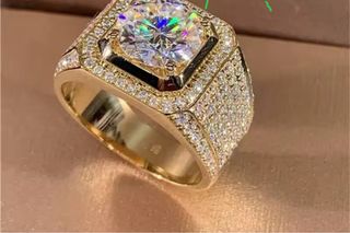 Anillo Oro Chapado Plata Grande Piedra Central