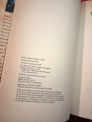 R. Kaplan: "Soldados de Dios"; Ediciones B.