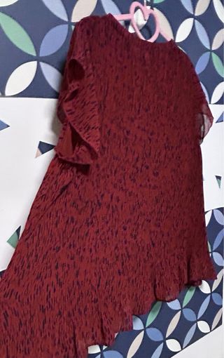 Blusa Plisada Burdeos Animal Print Talla XXL