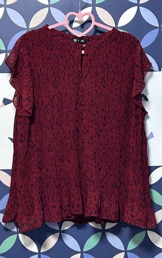 Blusa Plisada Burdeos Animal Print Talla XXL