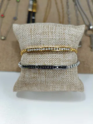 Pulsera Acero Circonitas Oro y Plata