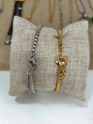 Pulsera Acero Circonitas Oro y Plata