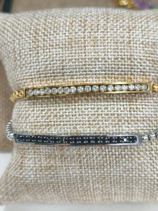 Pulsera Acero Circonitas Oro y Plata