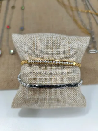 Pulsera Acero Circonitas Oro y Plata