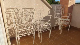 Conjunto 6 Sillas Jardín Metal Blanco