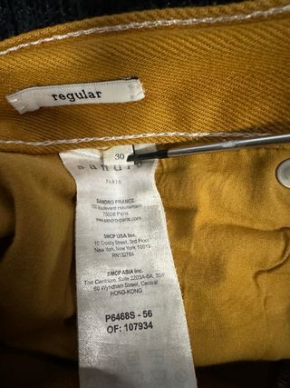 Vaqueros Sandro Paris Rectos Mostaza Talla M